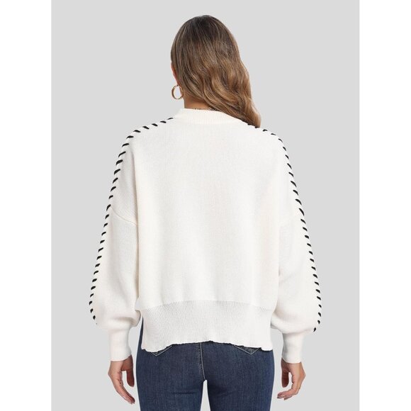 Women's Recycled Polyester Pullover Sweater Crewneck Long Sleeve Oversized - Picture 7 of 8